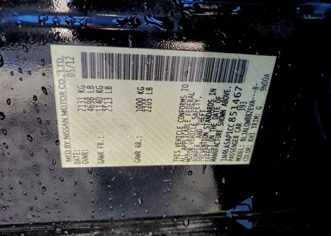 2012 Nissan Maxima S z USA, uszkodzony, nr VIN 1N4AA5AP1CC851467